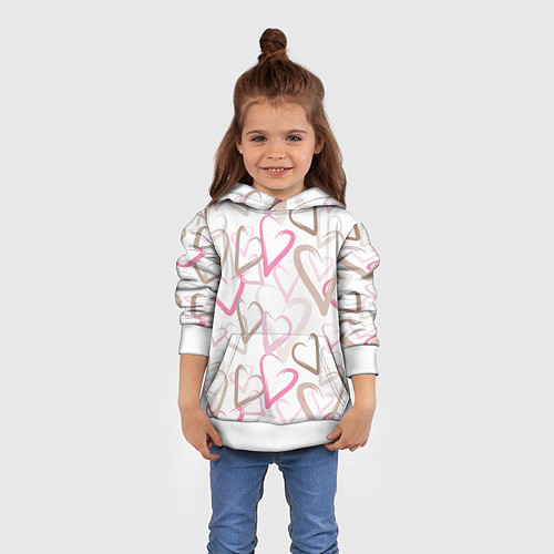 Детская толстовка Розовые сердца / 3D-Белый – фото 4