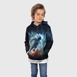 Толстовка-худи детская Космонавт парит в космосе среди звезд, цвет: 3D-белый — фото 2