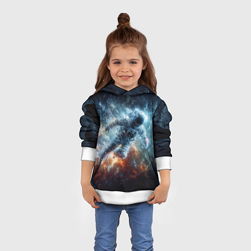 Детская толстовка Космонавт парит в космосе среди звезд / 3D-Белый – фото 4