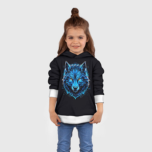 Детская толстовка Волк в красках / 3D-Белый – фото 4
