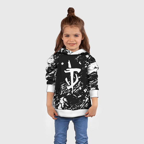 Детская толстовка Doom белые краски штрихи / 3D-Белый – фото 4