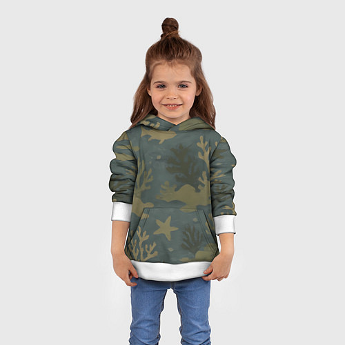 Детская толстовка Подводный камуфляж из рыб / 3D-Белый – фото 4
