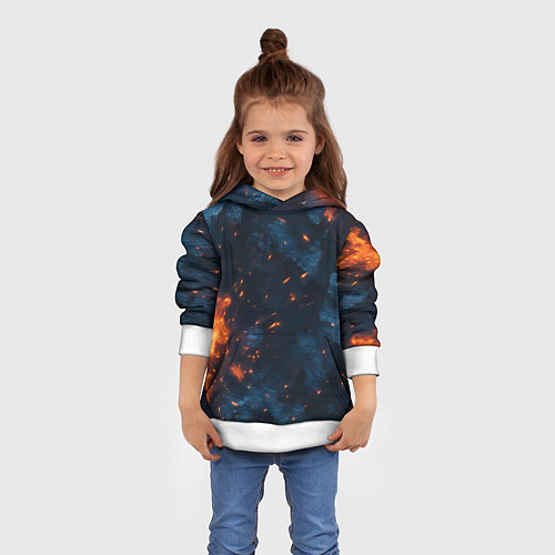 Детская толстовка Синий камуфляж с искрами / 3D-Белый – фото 4