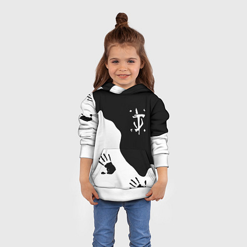 Детская толстовка Doom отпечатки демона / 3D-Белый – фото 4
