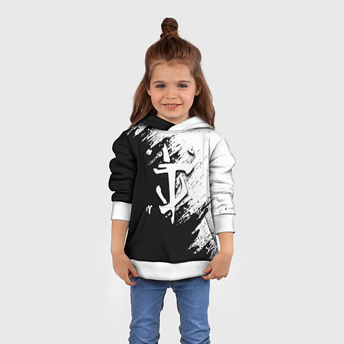 Детская толстовка Doom штрихи красок черные / 3D-Белый – фото 4