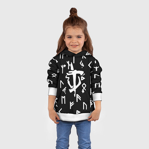 Детская толстовка Doom магические символы / 3D-Белый – фото 4