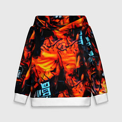 Толстовка-худи детская Абстрактная текстура рыжего пламени, цвет: 3D-белый
