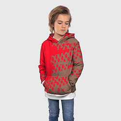 Толстовка-худи детская Абстрактные алые пятна на цвете какао, цвет: 3D-белый — фото 2