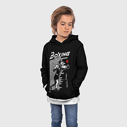 Толстовка-худи детская Бокс - тяжело в учебе легко в бою, цвет: 3D-белый — фото 2