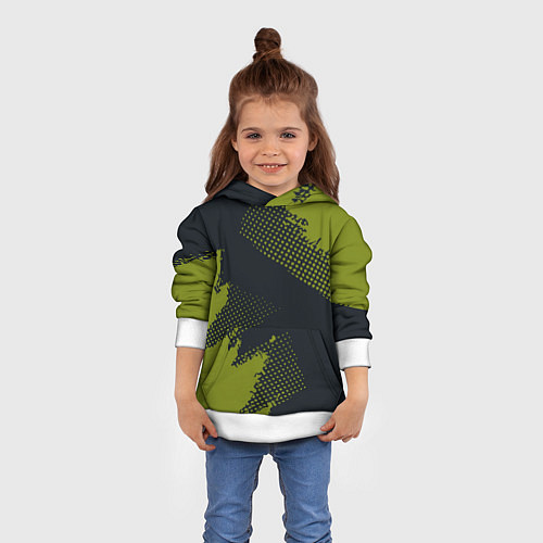 Детская толстовка Абстрактная текстура в зеленом / 3D-Белый – фото 4