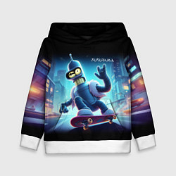 Детская толстовка Bender is a skateboarder in neon street - ai art