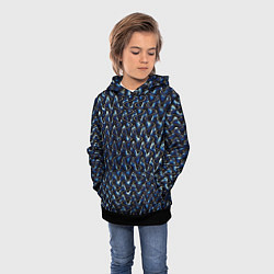 Толстовка-худи детская Тёмно-синий волнистые полосы, цвет: 3D-черный — фото 2