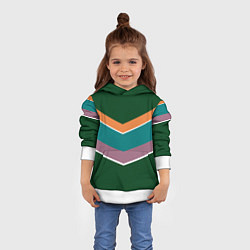 Толстовка-худи детская Тёмный зелёный с полосами, цвет: 3D-белый — фото 2