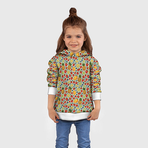 Детская толстовка Фрукты и ягоды в паттерне / 3D-Белый – фото 4