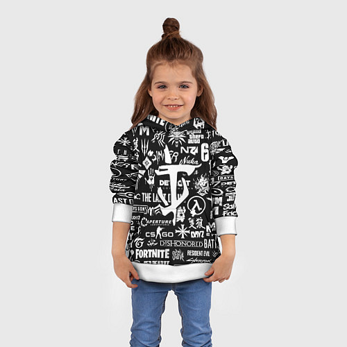 Детская толстовка Doom логотипы всех игр / 3D-Белый – фото 4