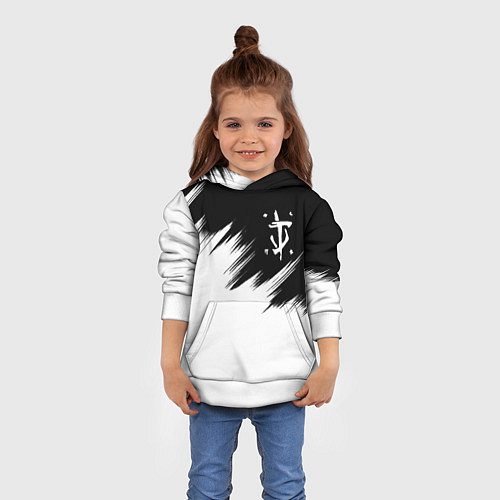 Детская толстовка Doom краски черно белый / 3D-Белый – фото 4