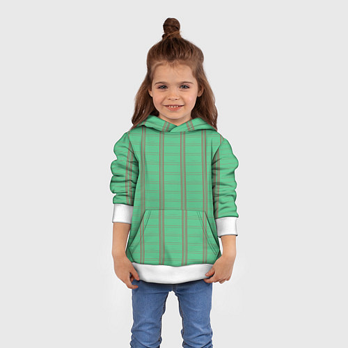 Детская толстовка Color green cage brown stripes / 3D-Белый – фото 4