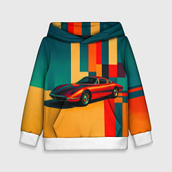 Детская толстовка Спорткар ретрофутуризм поп-арт 1970-е