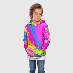 Толстовка-худи детская Яркая абстракция из розовых и голубых красок, цвет: 3D-белый — фото 2