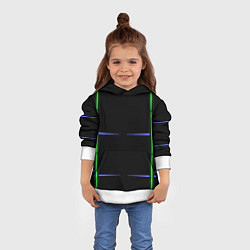 Толстовка-худи детская Color black green purple stripes, цвет: 3D-белый — фото 2