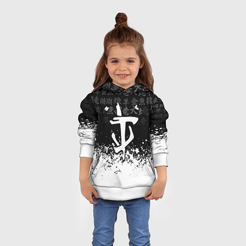 Детская толстовка Doom японские символы краски / 3D-Белый – фото 4
