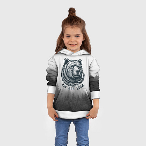 Детская толстовка Лес мой храм - медведь бог лесов / 3D-Белый – фото 4