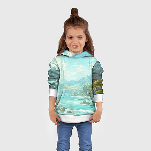 Детская толстовка Художественный берег со скалами / 3D-Белый – фото 4