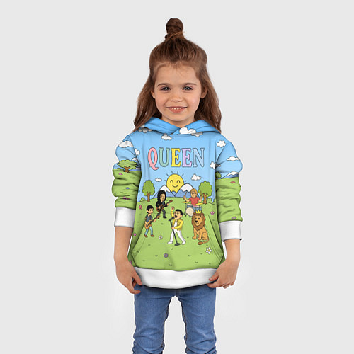 Детская толстовка Queen мультяшный стиль на поляне / 3D-Белый – фото 4