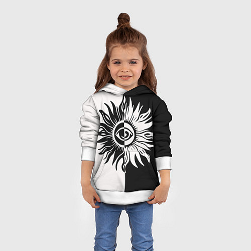 Детская толстовка Солнце черно-белое / 3D-Белый – фото 4