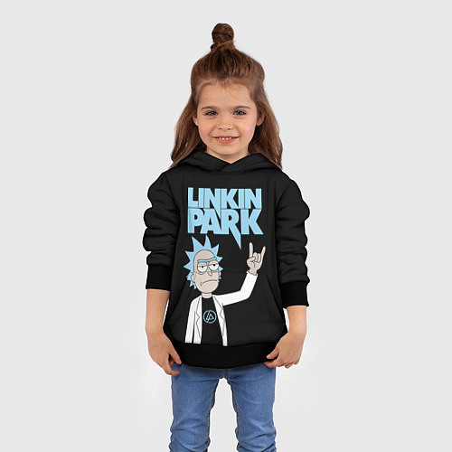 Детская толстовка Linkin Park и Рик Санчес из Рик и Морти / 3D-Черный – фото 4