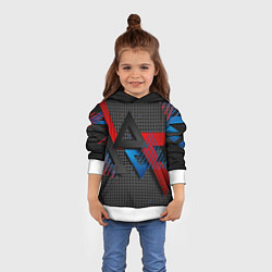 Толстовка-худи детская Абстракция из треугольников, цвет: 3D-белый — фото 2