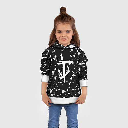 Детская толстовка Doom белые краски текстура / 3D-Белый – фото 4