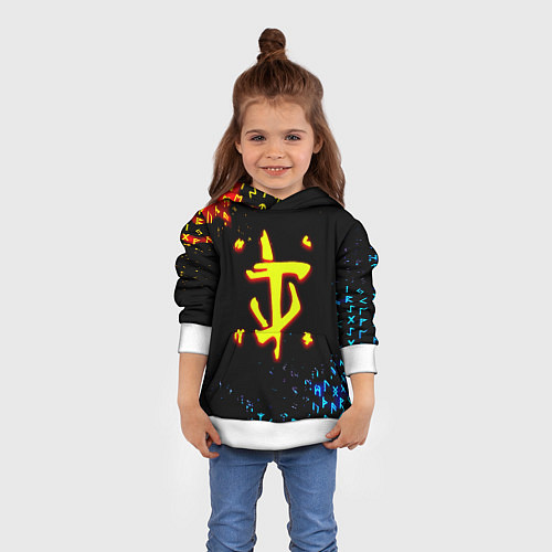 Детская толстовка Doom огненные символы / 3D-Белый – фото 4