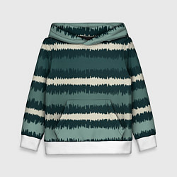 Толстовка-худи детская Полосы зигзагообразные зеленые, цвет: 3D-белый