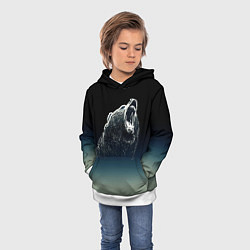 Толстовка-худи детская Бурый в гневе - градиент, цвет: 3D-белый — фото 2