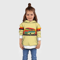 Толстовка-худи детская Ретро автобус РАФ-977 поп-арт, цвет: 3D-белый — фото 2