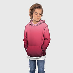 Толстовка-худи детская Градиент гранатовый, цвет: 3D-белый — фото 2
