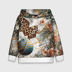 Детская толстовка Мрамор с цветами и леопардовый узор