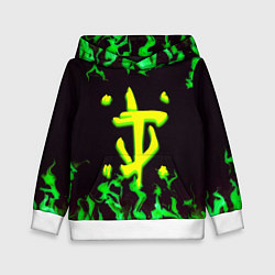 Толстовка-худи детская Doom зелёный огонь, цвет: 3D-белый