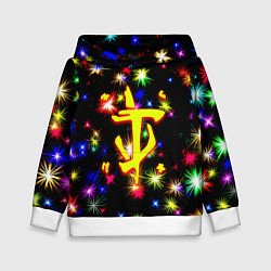 Толстовка-худи детская Doom новогодние искры, цвет: 3D-белый