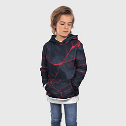 Толстовка-худи детская Мраморные узоры из переплетений красных линий, цвет: 3D-белый — фото 2