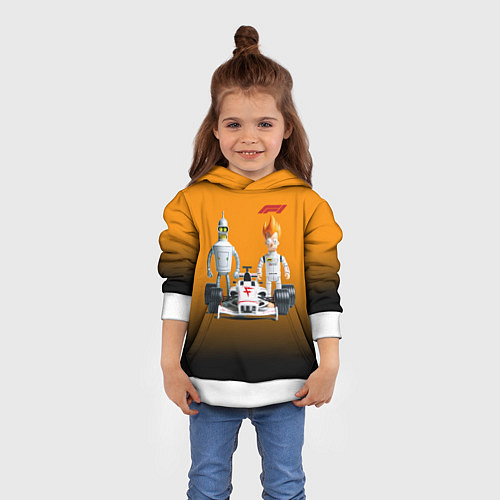 Детская толстовка Механик Бендер и пилот формулы 1 Фрай / 3D-Белый – фото 4