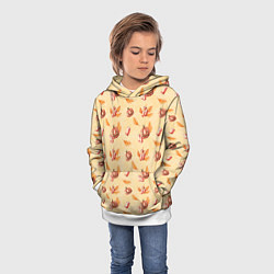 Толстовка-худи детская Хеллоуин с тыквой и листьями, цвет: 3D-белый — фото 2