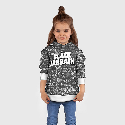 Детская толстовка Black Sabbath pattern / 3D-Белый – фото 4