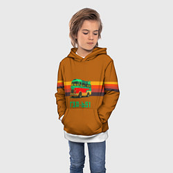 Толстовка-худи детская Ретро автобус ГЗА-651 поп-арт, цвет: 3D-белый — фото 2