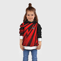 Толстовка-худи детская Митсубиси - красные молнии, цвет: 3D-белый — фото 2