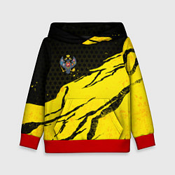 Толстовка-худи детская Российская империя - Желтые потертости, цвет: 3D-красный