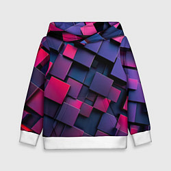 Толстовка-худи детская Неоновые квадраты, цвет: 3D-белый