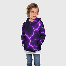 Толстовка-худи детская Фиолетовые молнии, цвет: 3D-белый — фото 2