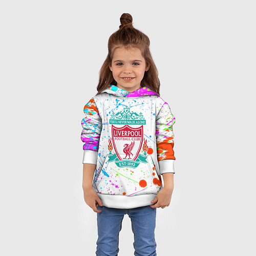 Детская толстовка Ливерпуль неоновые брызги красок / 3D-Белый – фото 4